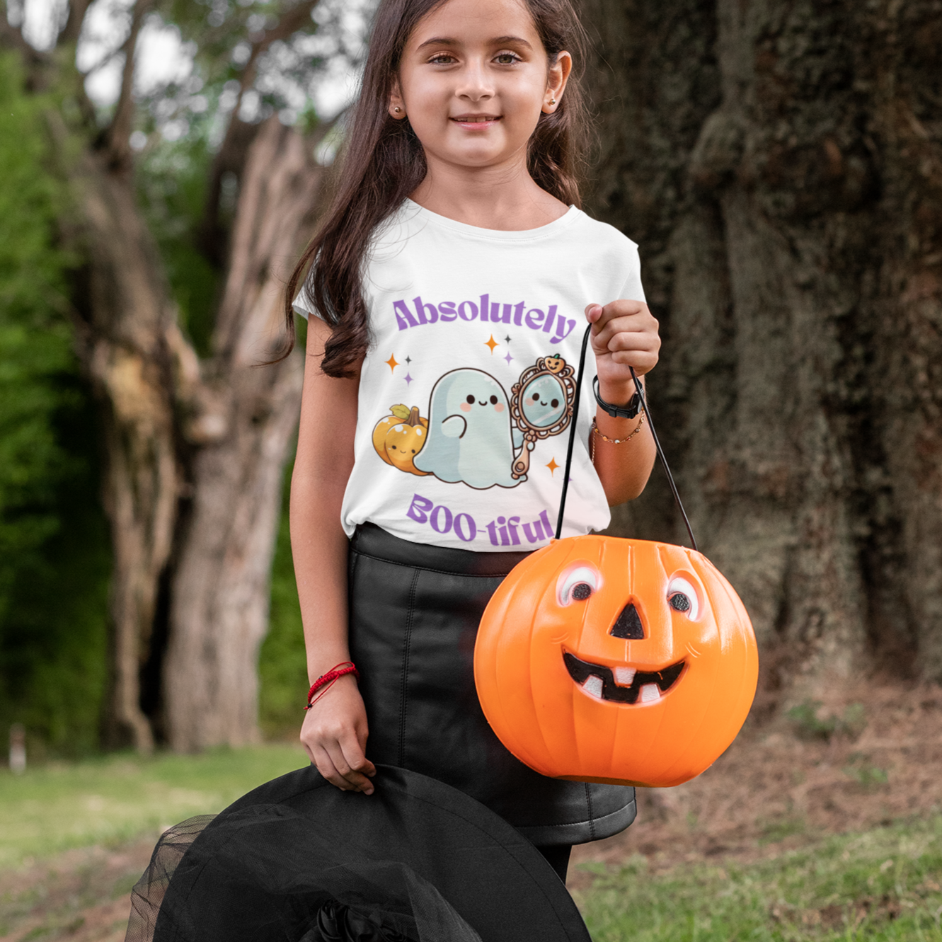Youth & Girls cute classic tee for Halloween "Absolutely Boo-tiful"