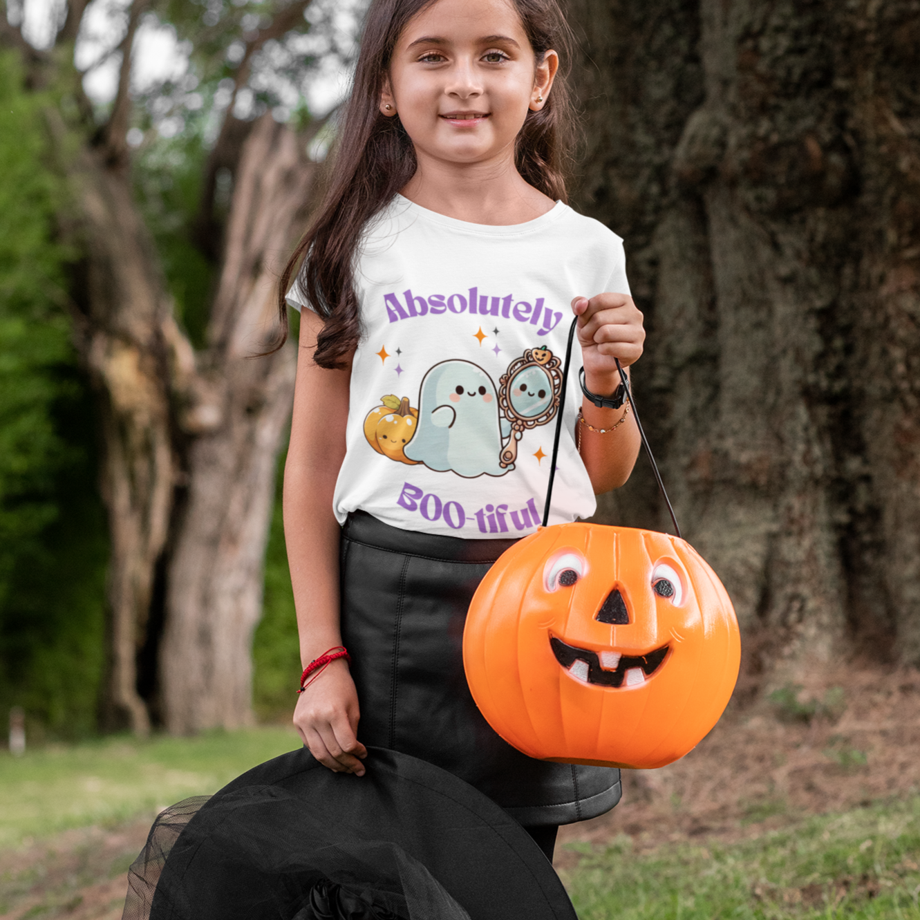 Youth & Girls  cute classic tee for Halloween "Absolutely Boo-tiful"