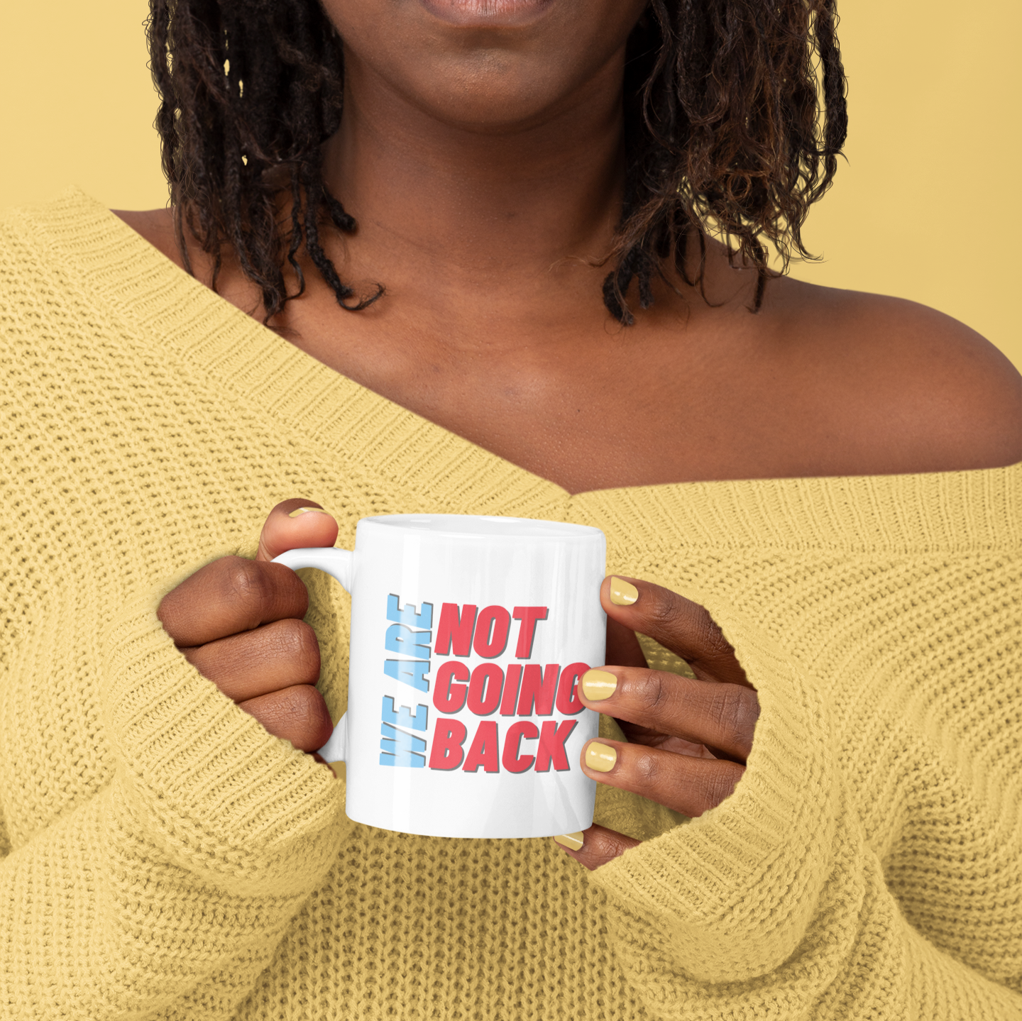 We are not going back White glossy mug Kamala Harris & Tim Walz