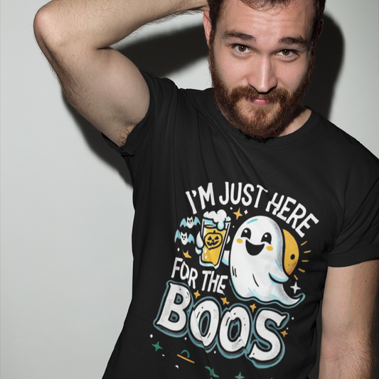 Unisex t-shirt I'm just here for the BOOS Halloween with funny phrase shirt and ghost