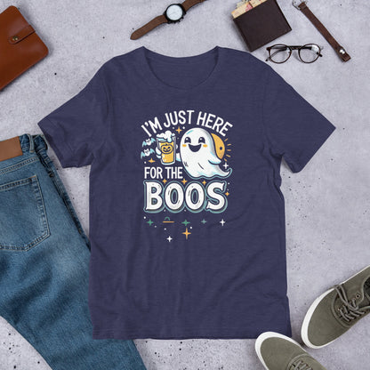 Unisex t-shirt I'm just here for the BOOS Halloween with funny phrase shirt and ghost