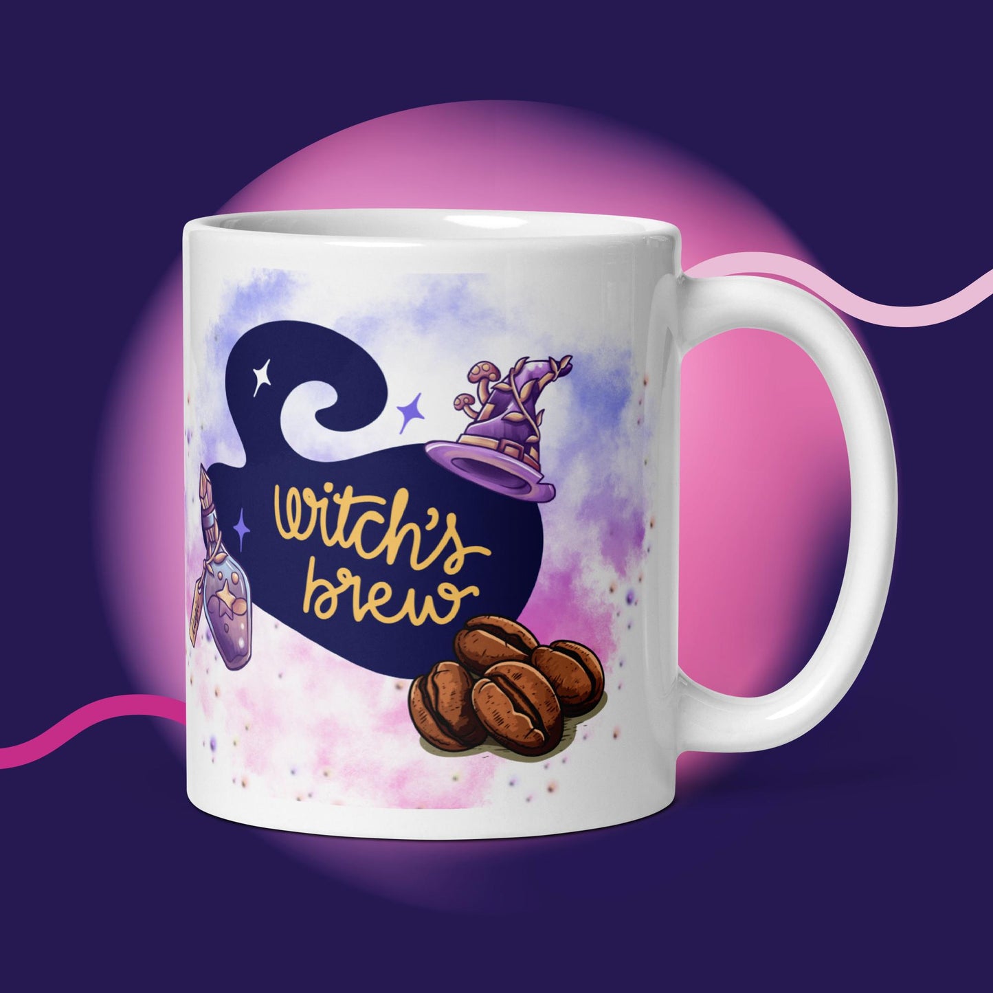 WItches' Brew Coffee and Tea White glossy mug